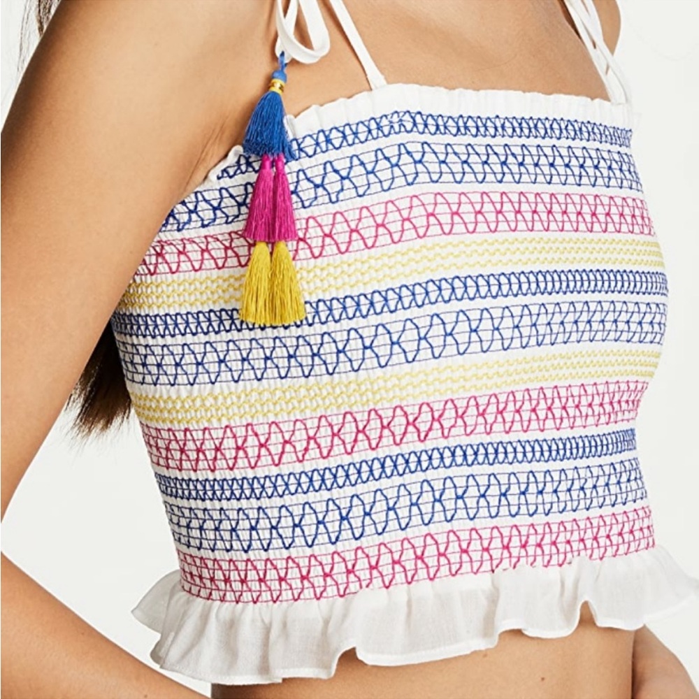 Red Carter Multicolor Crop Top with tassels- Large